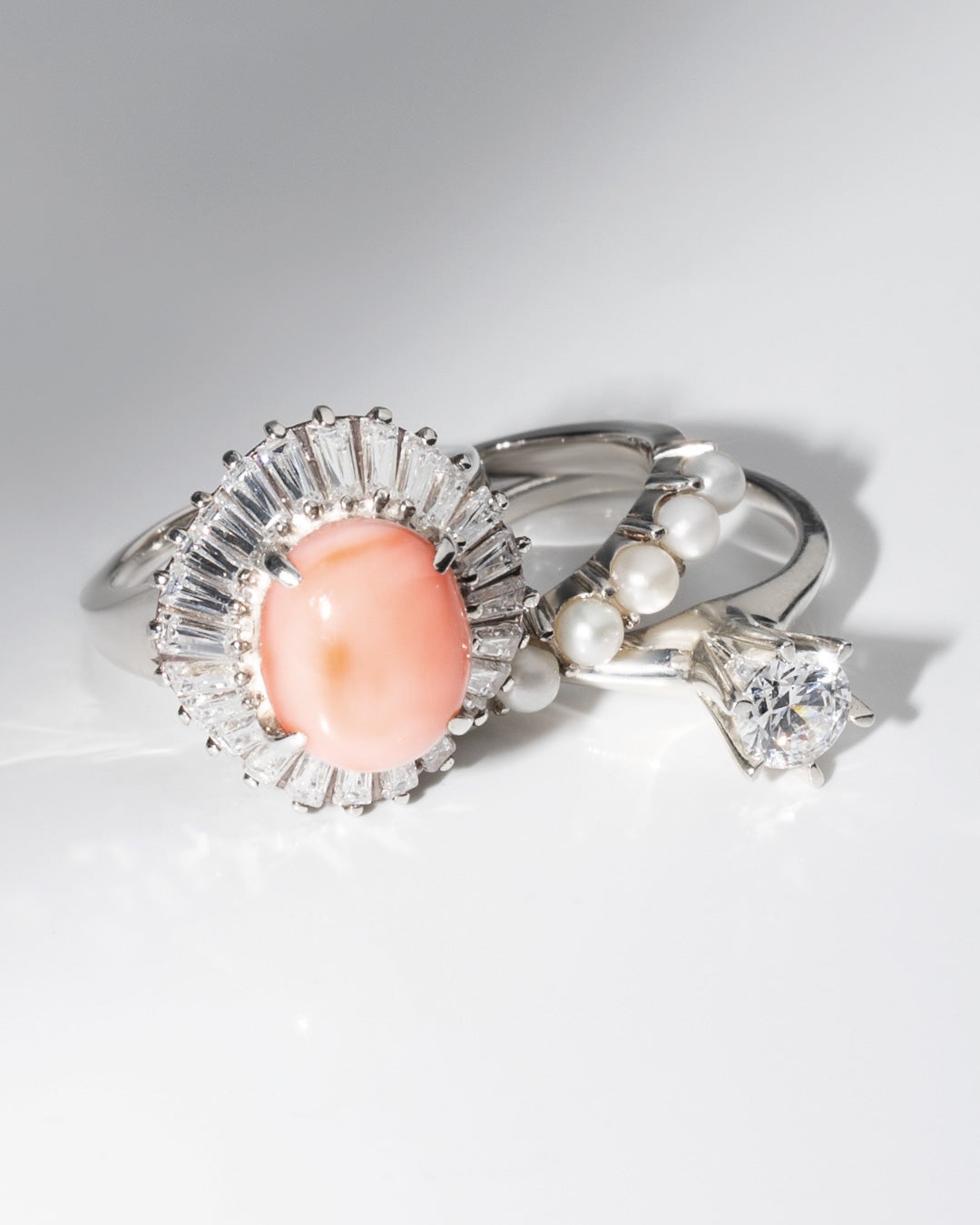 #0202‐AR25 ￥112,200 (tax included) (Coral/Pearl/Cubic Zirconia)