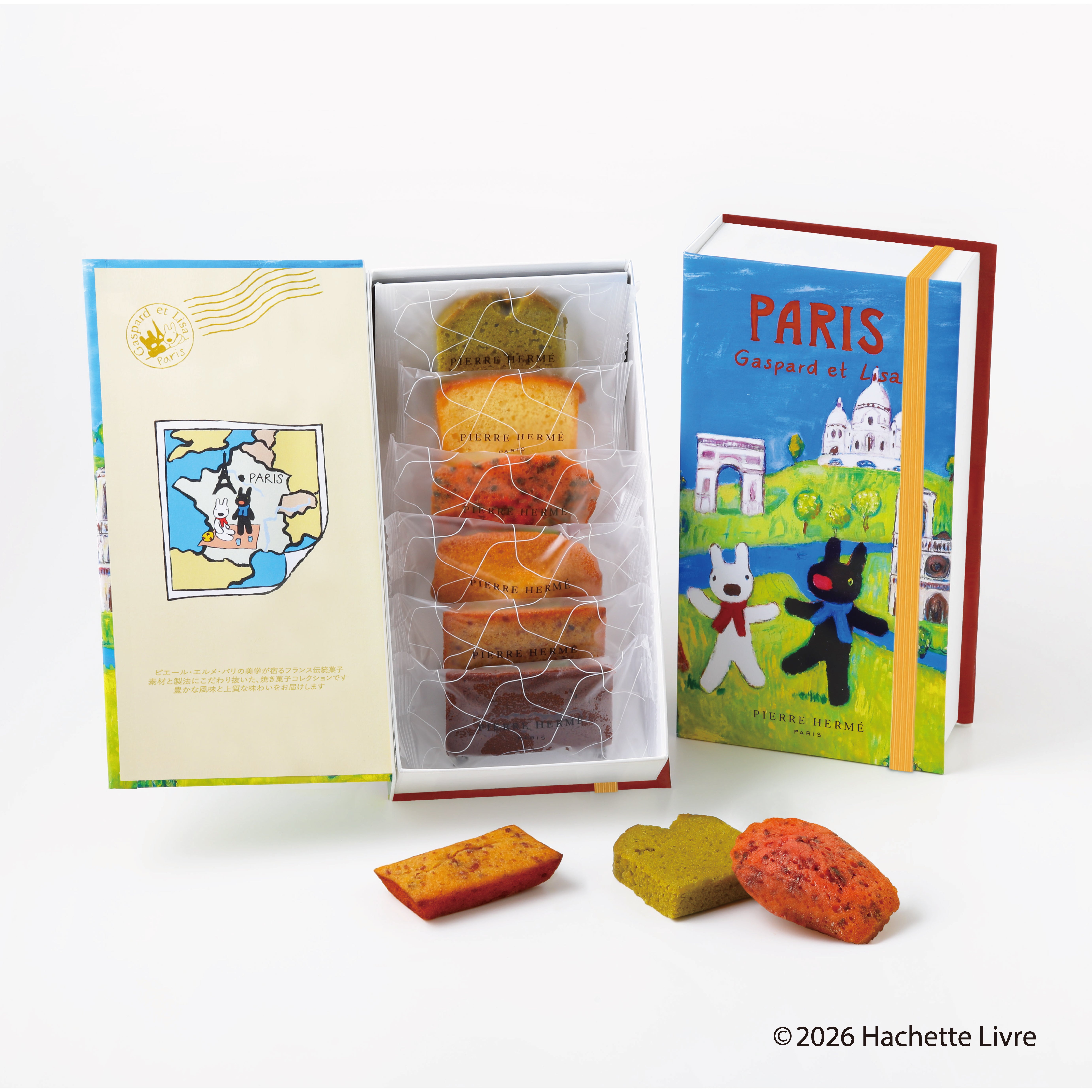 (One each of Cake Thé Vert et Yuzu, Cake au Citron, Madeleine Ispahan, Madeleine Vanille, Financier Carré Blanc, and Financier Chocolat)